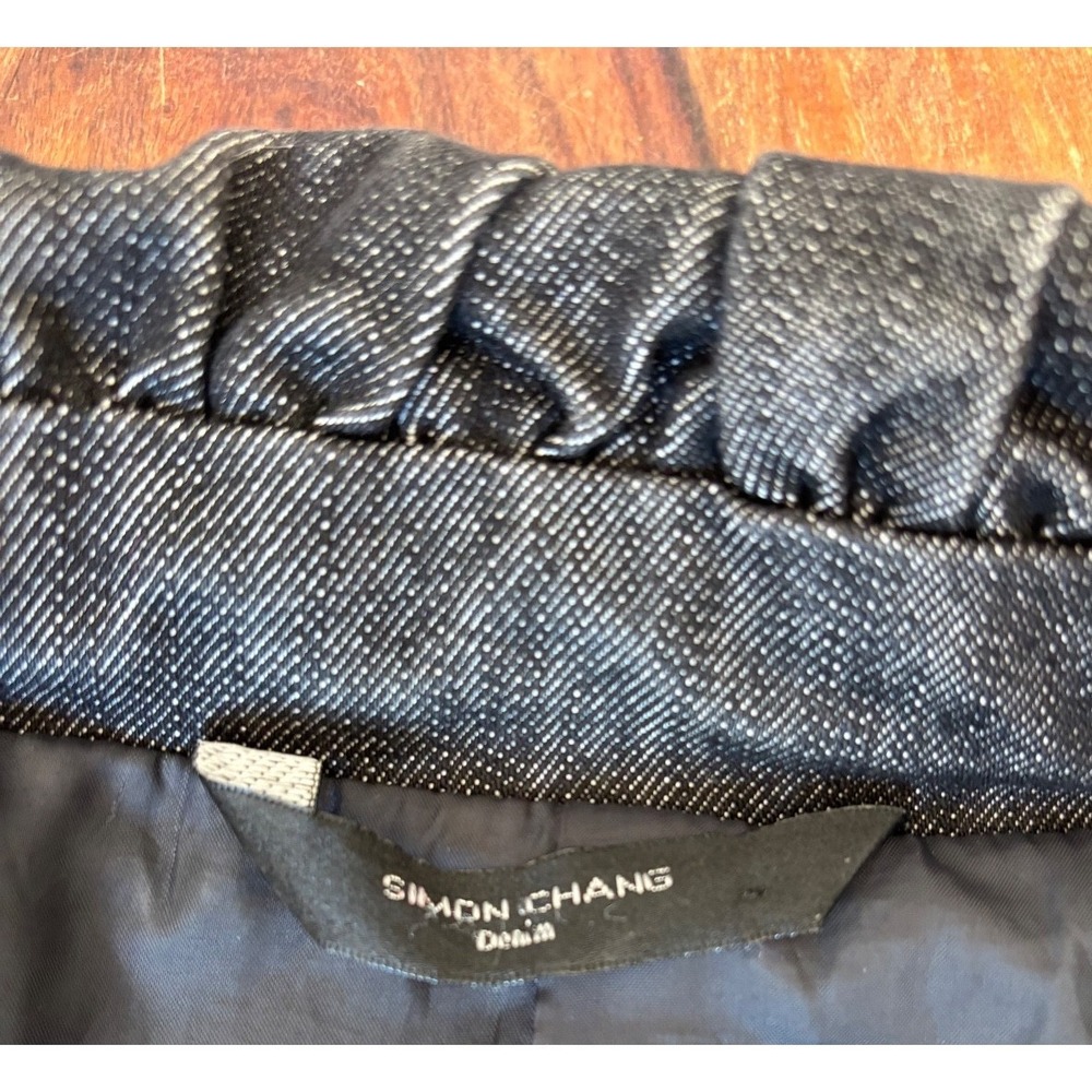 Y2K retro Simon Change Denim dark wash blazer belted womens' size 12 streetstyle - Picture 5 of 9